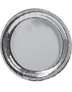 8 stk Små Metallisk Sølvfarvet Paptallerkner 18 cm
