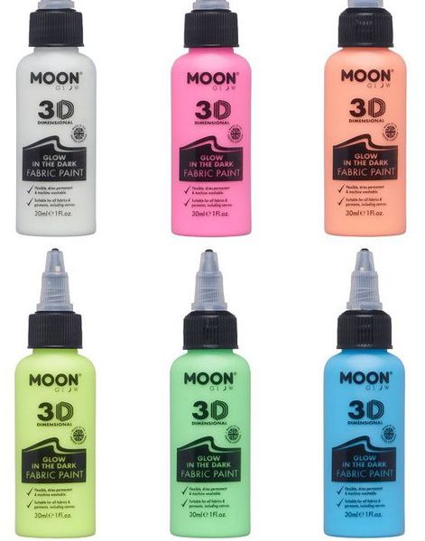 VÆLG BLANDT 8 FARVER - Glow in the Dark Tekstilmaling 30 ml