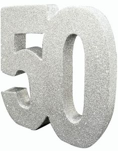 Sølvfarvet Glitrende 50 År Borddekoration  20 cm