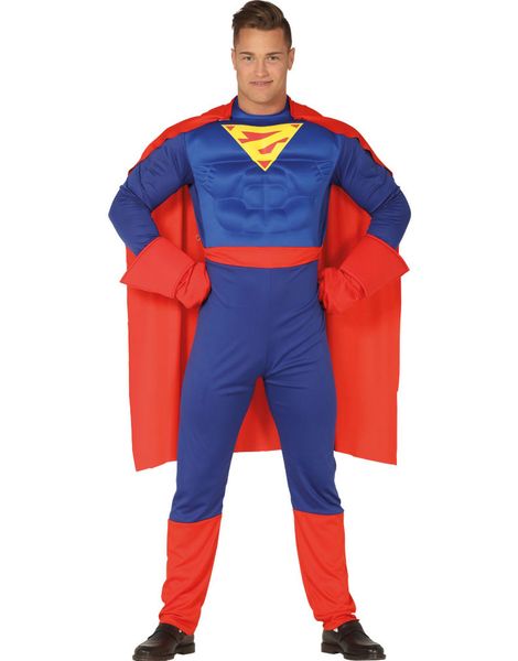 Flyvende Muskuløs Superhelt Herrekostume med Kappe