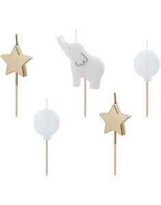 5 stk Kakelys med Elefant Motiv