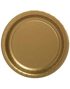 16 stk Guldfarvede Paptallerkner 22 cm