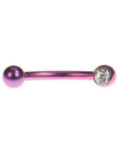 Øjenbrynspiercing i Lilla med Klar Sten - 1,2 x 8 mm