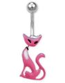 Elegant Navlepiercing med Rosa Kat og Bevægelige Led
