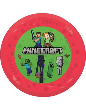 4 stk Gjennbrukbare Minecraft Tallerken i Plast 21 cm