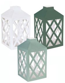 3 stk Lysegrønne, Mørkegrønne og Hvite Papirlykter