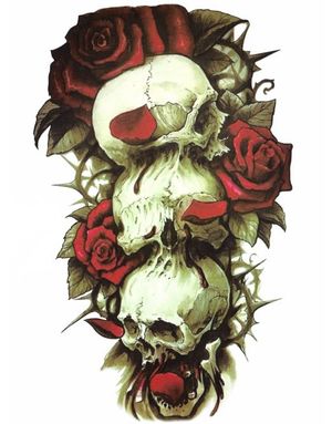 Skulls & Roses (Fake Tattoo)
