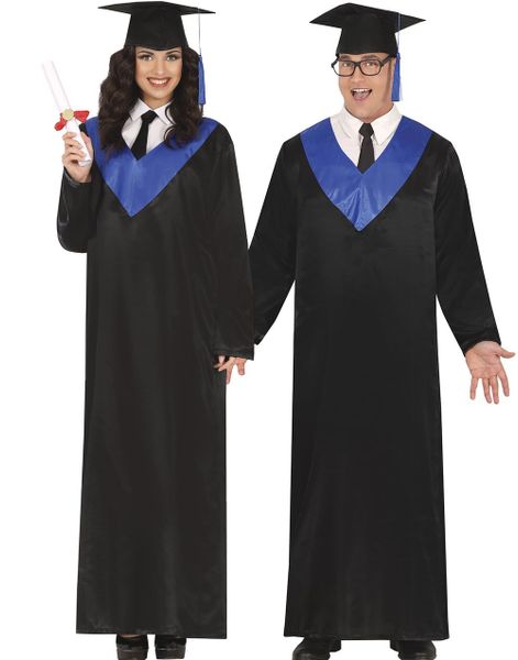 Sort og Blå Eksamens Kappe - Unisex Kostume