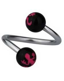Øjenbrynspiercing med Salamander - Sort/Rosa - 1.2 x 10 mm