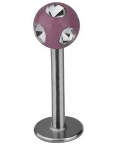 Labret med Glitrende Rosa Kugle - Strl 1.2 x 8 mm med 3 mm Kugle