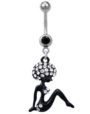 Afro Girl Navlepiercing - Sort