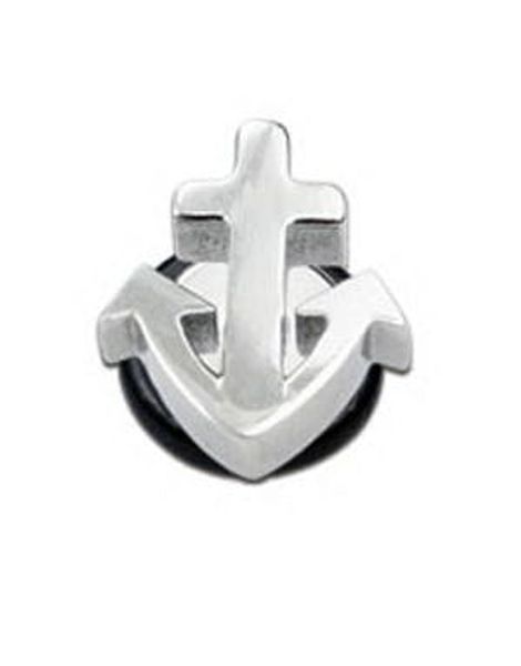 Laser Cut Silver Anchor - Fake Plug