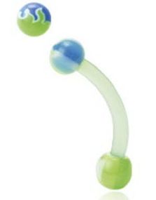 Flames in Blue and Green - 1.2 x 8 mm Øjenbrynspiercing