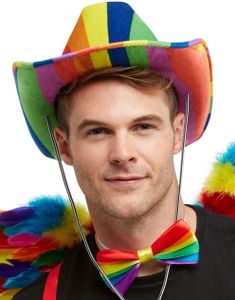 Regnbuefarvet Cowboyhat med Snøre