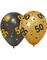 6 stk Jubilæumsfejring Balloner 30 cm - Sort og Guld