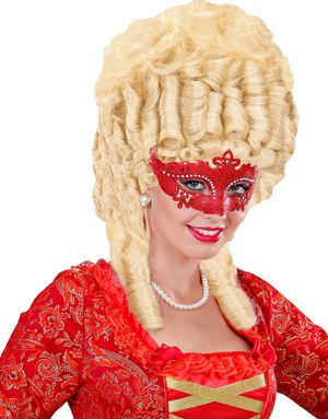 Rød Venice Øjenmaske med Glitter