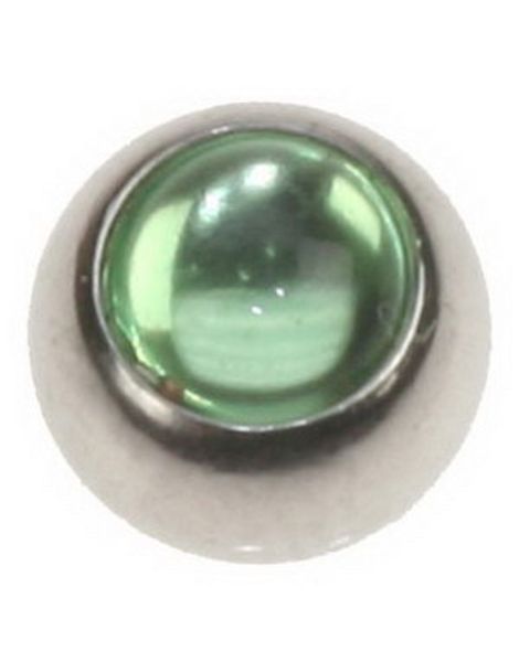 Stålkugle med Grøn Perle Sten - 6 mm Kugle til 1,6 mm Stang