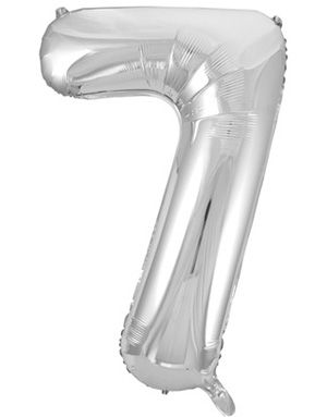 Tallet 7 - Sølvfarvet JUMBO Folieballon 86 cm