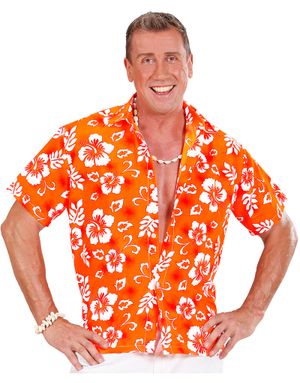 Orange Hawaii kostumeskjorte