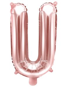 Bogstav U - Rosenguldfarvet 35 cm Folieballon