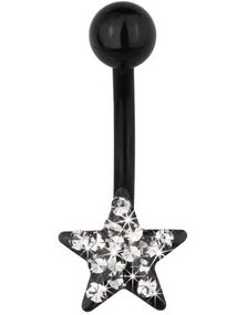Star of Diamonds Navlepiercing - Black/Grey