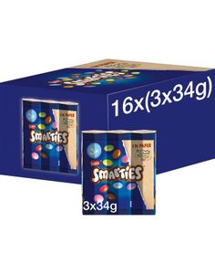 16 stk 3-pack Smarties Tubes - Hel eske 1632 gram