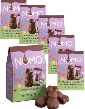 6 stk 5 pk NOMO Mini Cookie Dough Bunnies - Veganske Sjokoladekaniner - Hel Eske 318 gram
