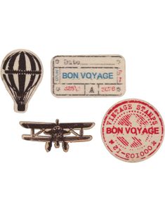 20 stk Bon Voyage Bordkonfetti i Tre ca 4x2 cm