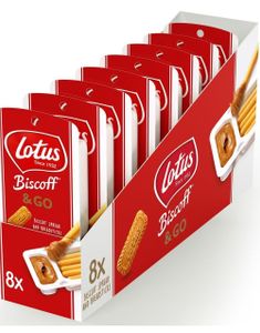 8 St Lotus Biscoff & Go - Brødpinde og Biscoff Spread - Hel Æske 360 gram