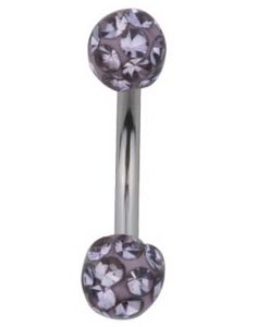 Dual Glitter Ball Øjenbrynspiercing - Lilla - 1.2 x 8 mm