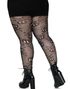 Svart Nettingstrømpebukse m/ Hodekallle Mønster Plus Size