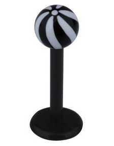 Candy Stripes Labret - Sort/Hvid - Strl 1,2x8x4mm