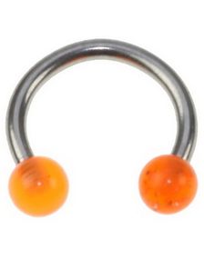 Rund Øjenbrynspiercing med Orange Kugler - 1.2 x 8 mm
