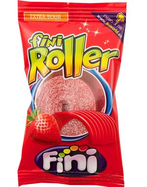1 stk Fini Strawberry Roller Fizz - Rød Vingummi