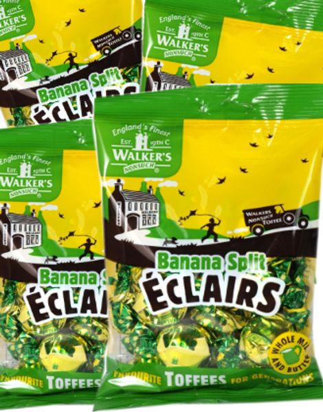 12 poser Walkers Banana Split Eclairs Toffee - Hel Æske