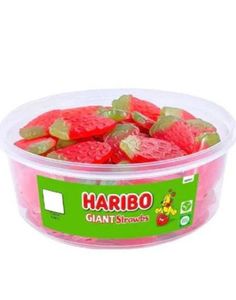 75 stk Haribo Giant Strawbs - Æske med Jordbær Vingummi 825 gram