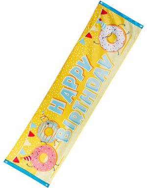 Happy Birthday Banner 50x180 cm - Donut Party