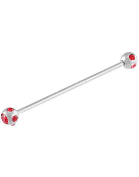 Industrial Barbel med Røde Sten - 1.6 x 38 mm