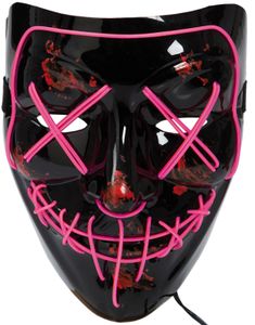 Sort Anonymous Maske med Pink LED-Lys