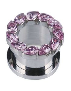 Drip Drop Pink - Sølvfarvet Piercing Tunnel
