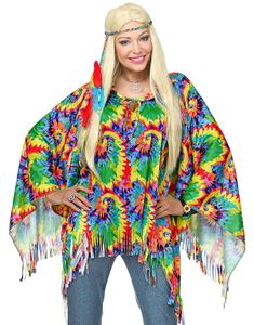 Psykedelisk Hippie Poncho og Pandebånd