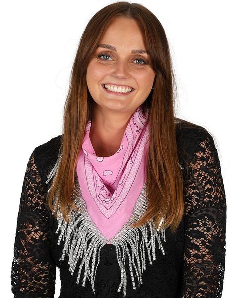 Rosa Cowboybandana med Sølvfrynser