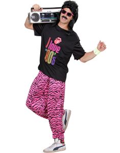 Pink Zebra Mønstret 80'er Kostume Bukser 