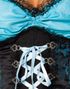 Sort Luksus Dirndl Oktoberfestkjole med Blomstermønster i Blåt