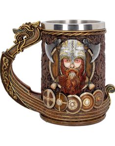 Stort Luksuriøst Krus med Vikingmotiv 14 cm