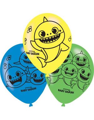 6 stk Baby Shark Ballonger 28 cm