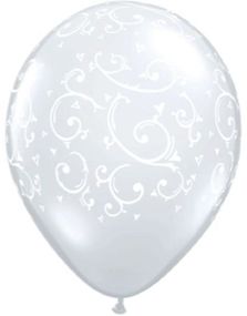 50 stk Ballonger Filigran og Hjerter 28 cm