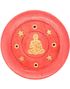 Rund Liten Rød Røkelsesholder i Mango-tre med Buddha Motiv - 7 cm