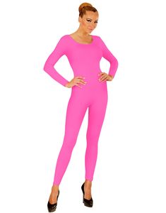 Neonrosa Bodysuit med Ben og Lange Ærmer