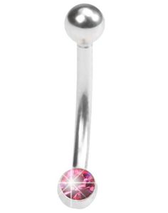 Øjenbrynspiercing med Rosa Sten - 1.2 x 8 mm 